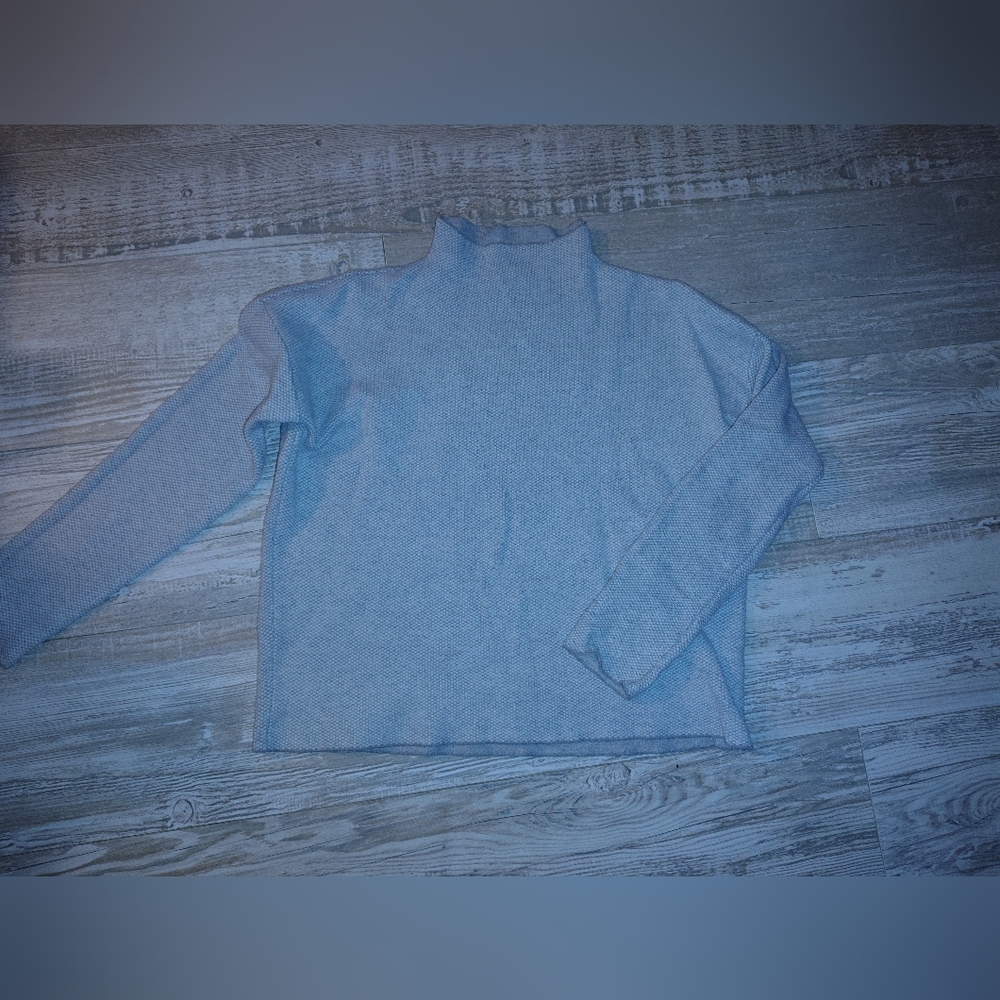 Tahari Pale Blue Mock Neck Knit Top